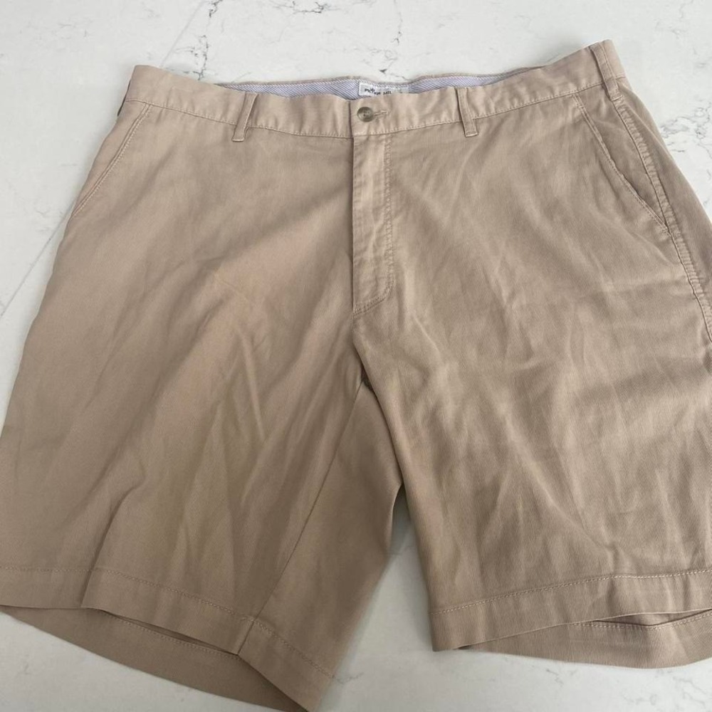 Peter Millar Men's Khaki Flat Front Chino Golf Shorts‎ Size 36